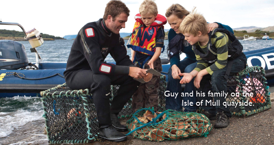 Guy and his family on the Isle of Mull quayside