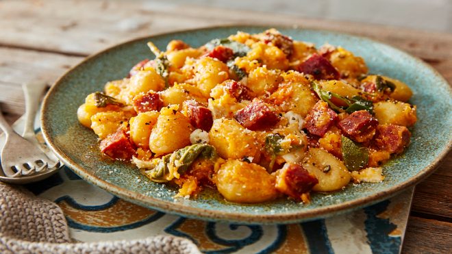 Goats Cheese, Butternut Squash and Chorizo Gnocchi