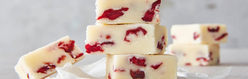 White chocolate and cranberry fudge