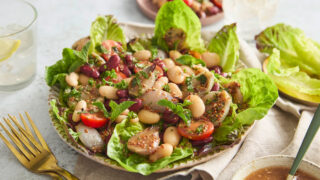 Caramelised onion and 3 bean salad
