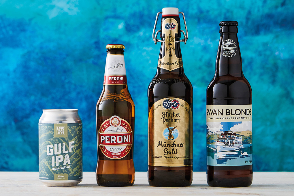 Pete's Favourite Beers: Farm Yard Ales Gulf IPA, Peroni Red, Hacker Pschorr Munchner Gold, Bowness Bay Swan Blonde