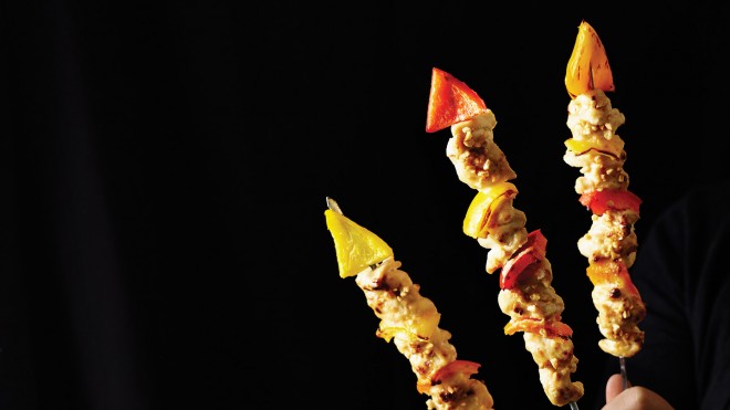 Peanut Chicken Rocket Skewers