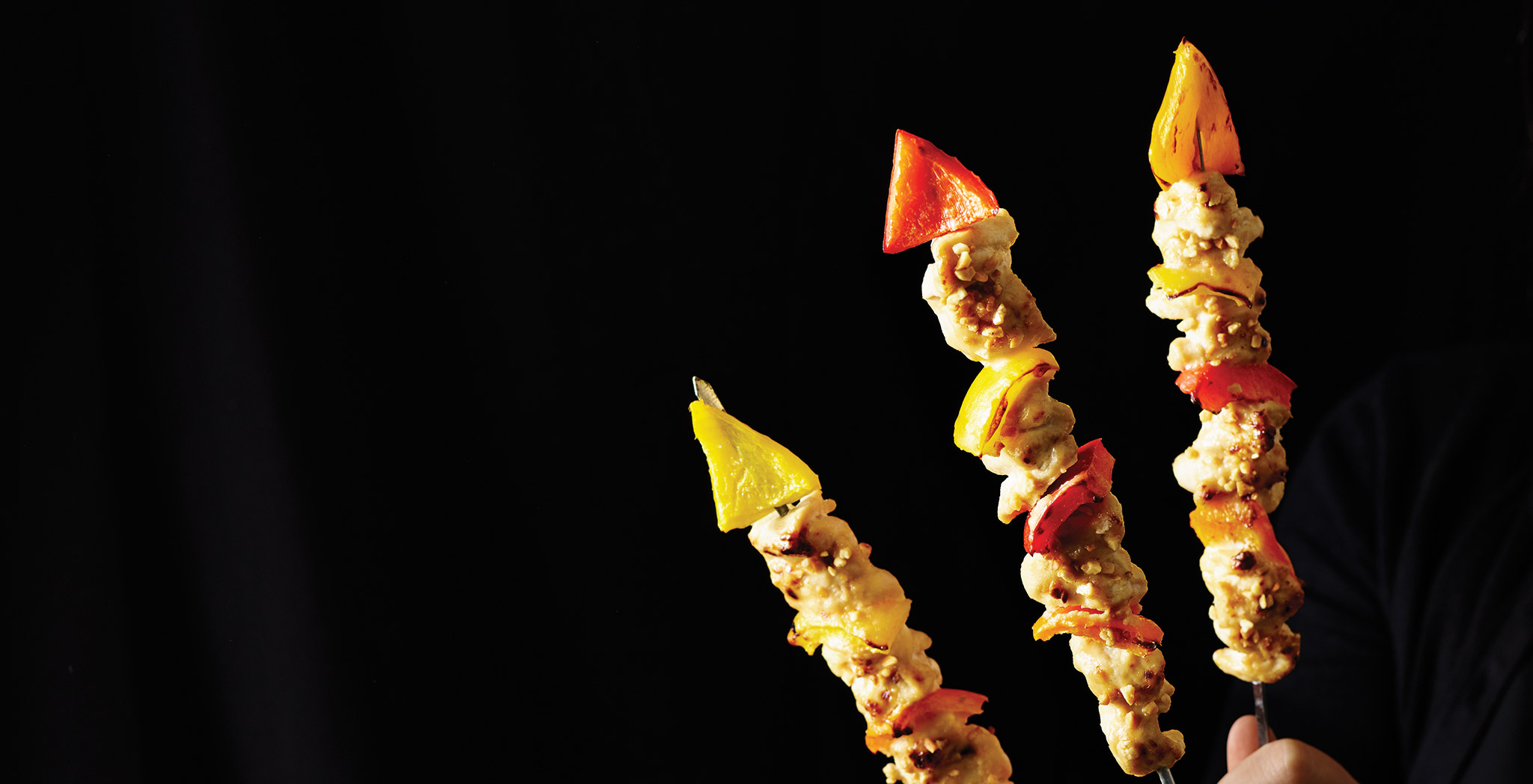 Peanut Chicken Rocket Skewers