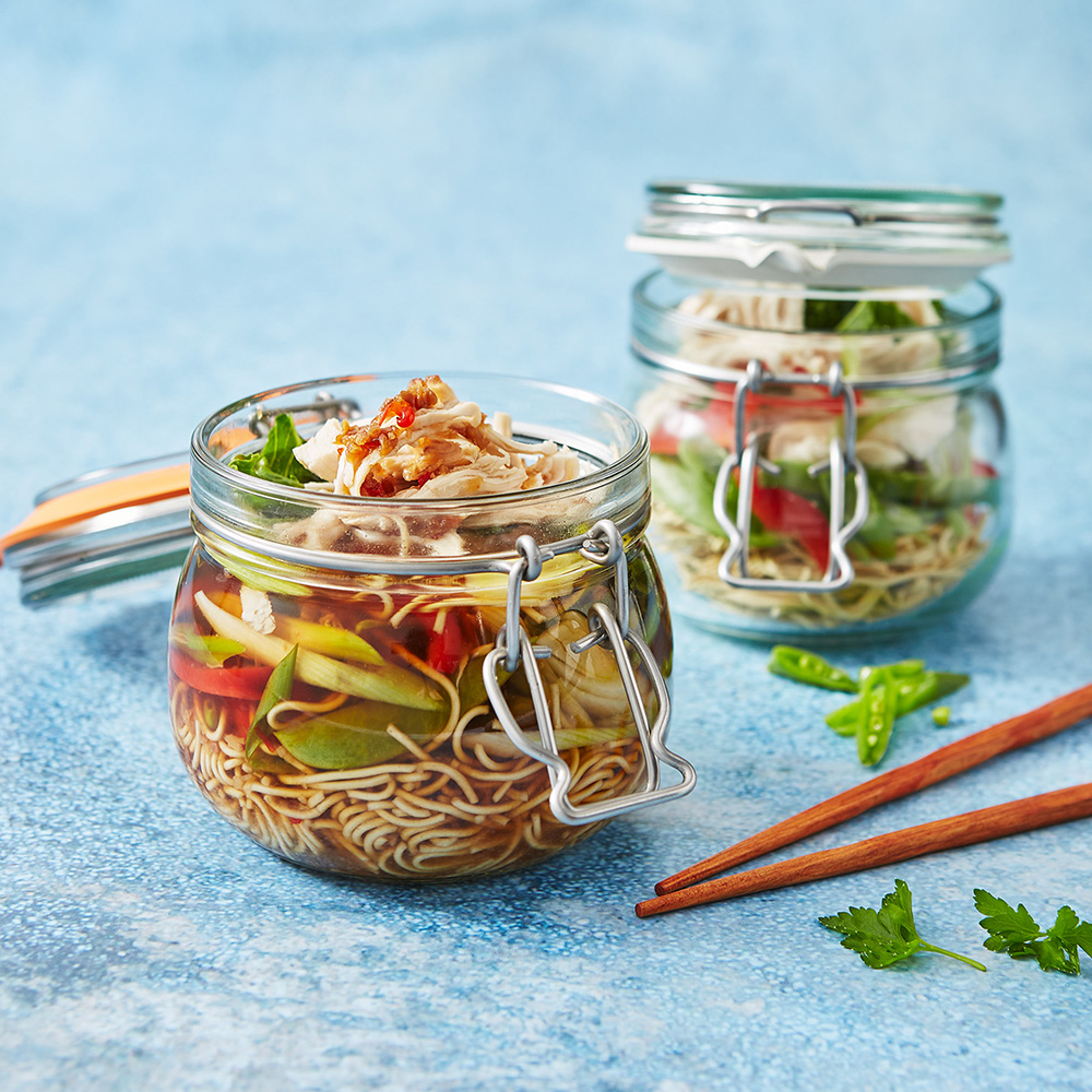 Image of a homemade sweet chilli chicken pot noodle