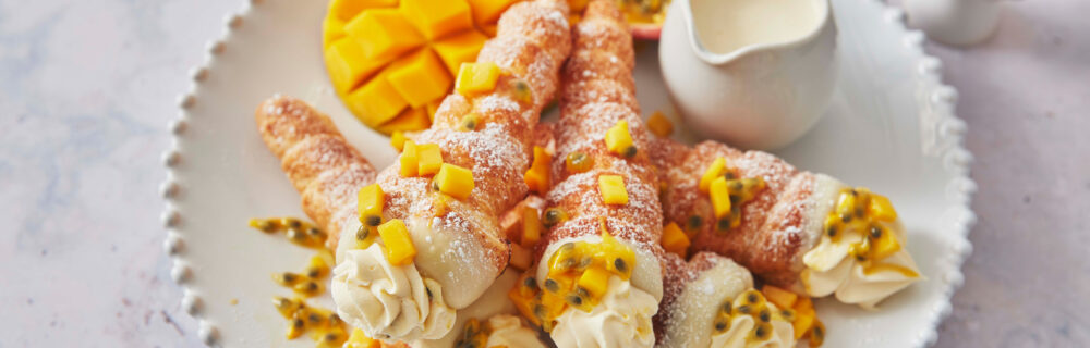 Mango and Passionfruit Cream Horns