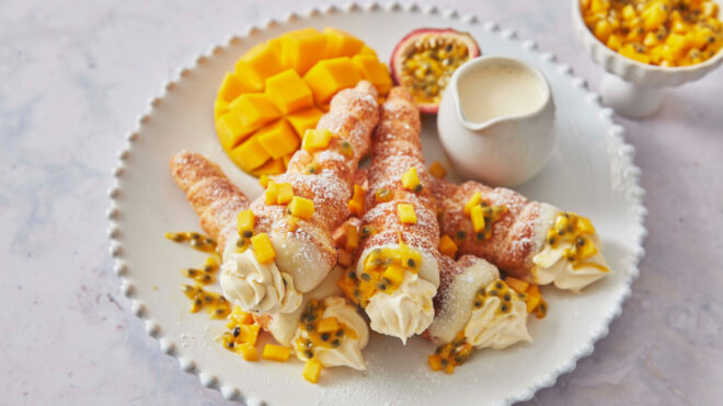 Mango and Passionfruit Cream Horns