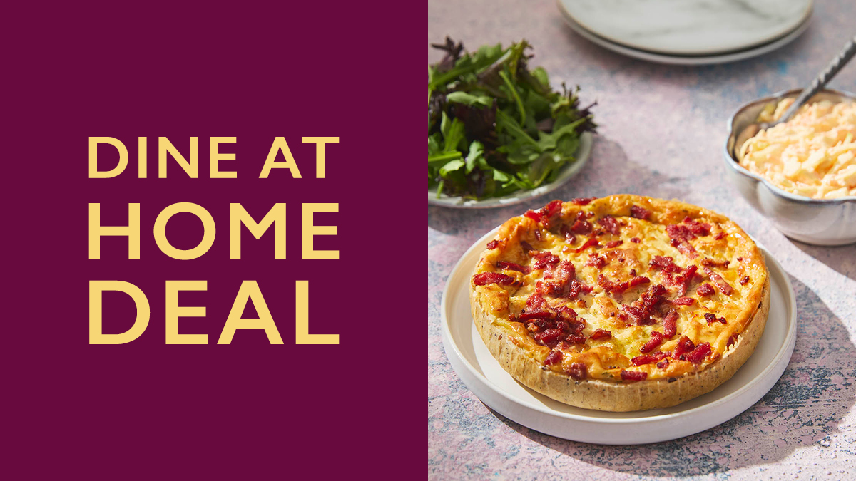 Dine At Home Deal with an image of a Higgidy Quiche