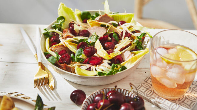 Duck breast and cherry salad