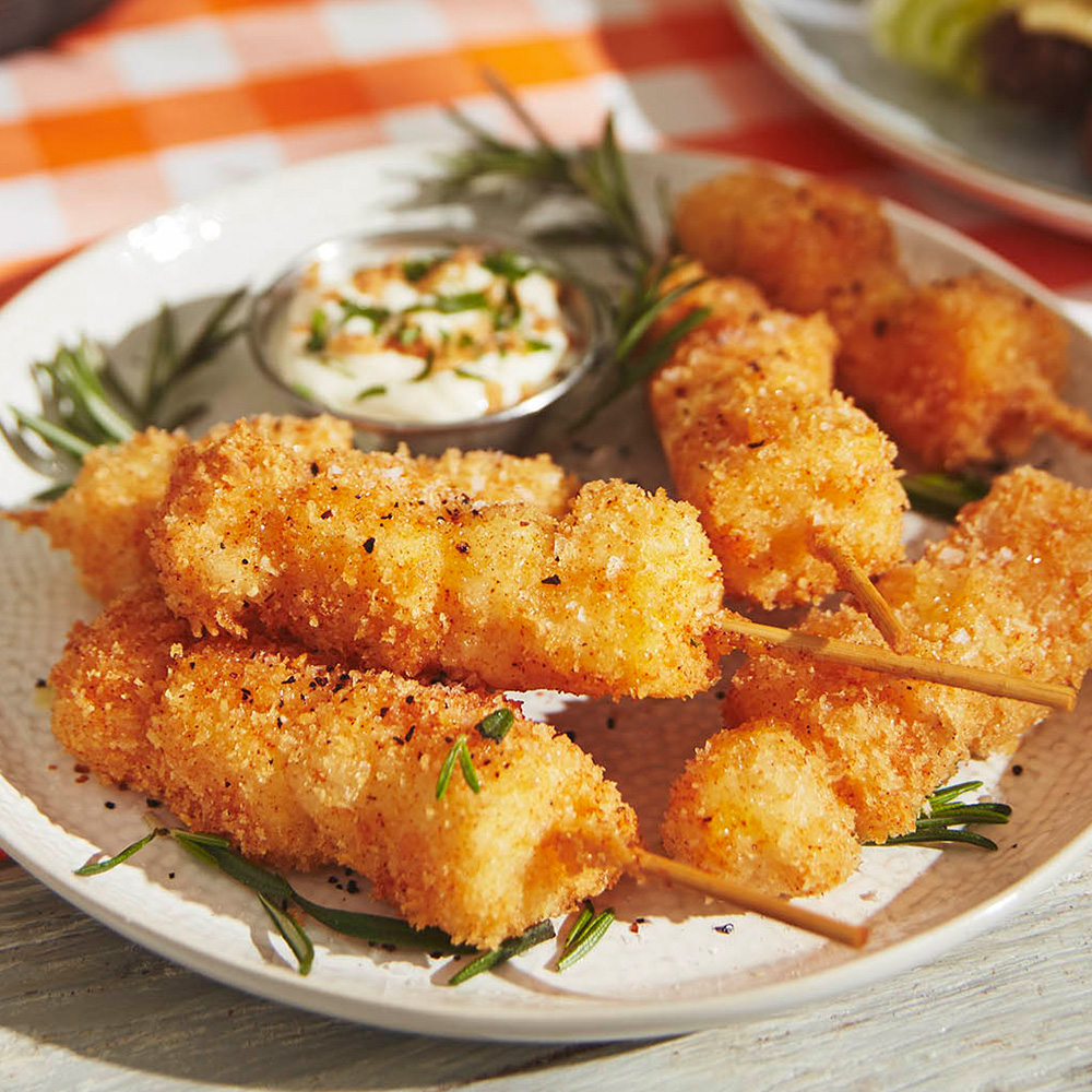 Fried cheese and pineapple on a stick recipe