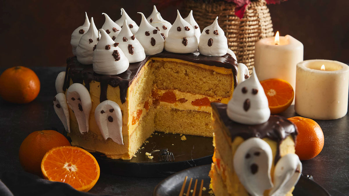 Ghost Meringue and Orange Cake