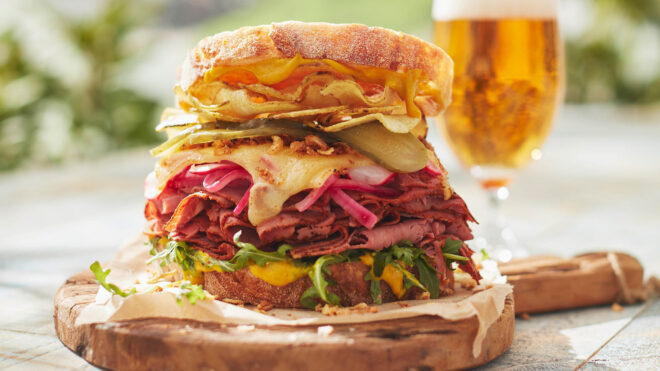 Pastrami, Gherkin and Cheese Sandwich