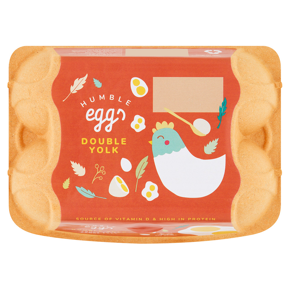 Pack shot of the Clarence Court Humble Free Range Double Yolk Eggs