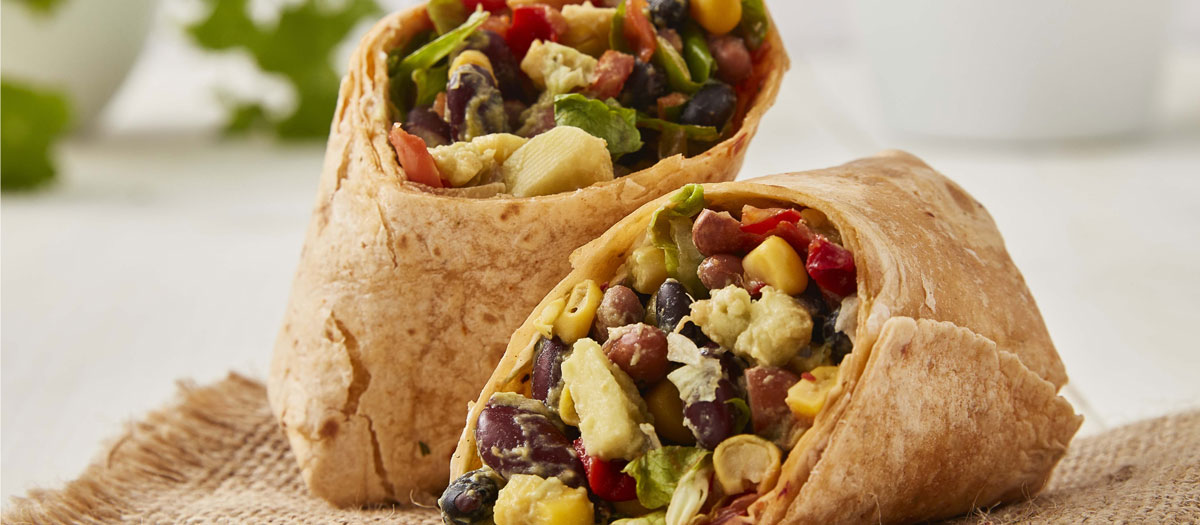 vegan mexican bean wrap