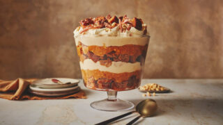 Parkin, pecan and chocolate trifle