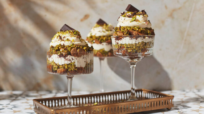 Pistachio Tiramisu in 3 individual glasses