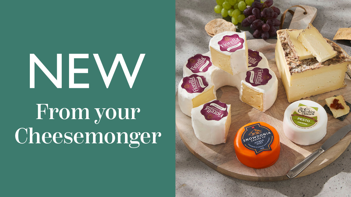 New from your cheesemonger banner with an image of cheese