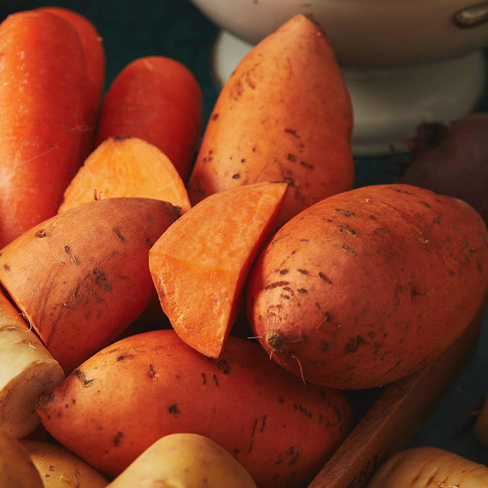 Close up image of sweet potatoes