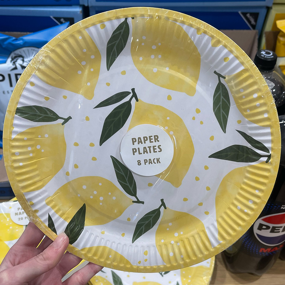 Talking Tables Paper Plates with lemons on