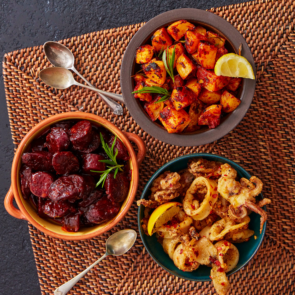 Image of a trio of Spanish inspired tapas