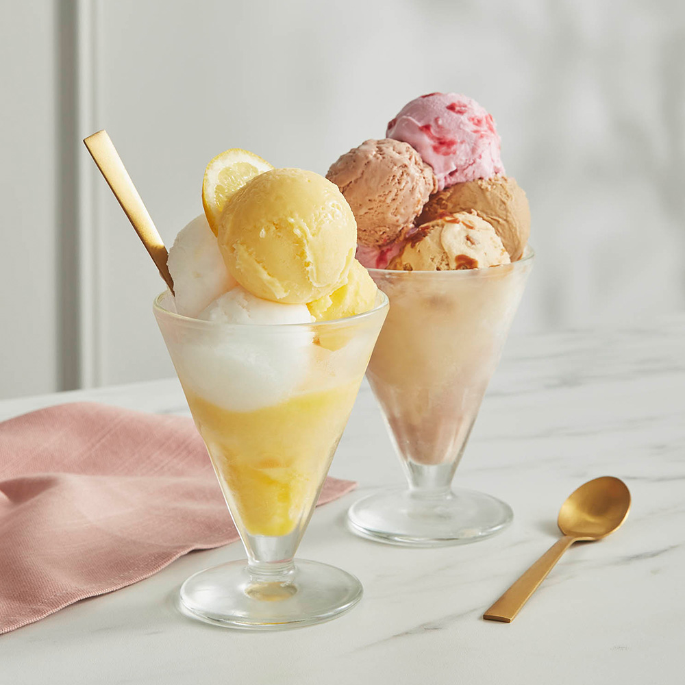 Two ice cream sundaes
