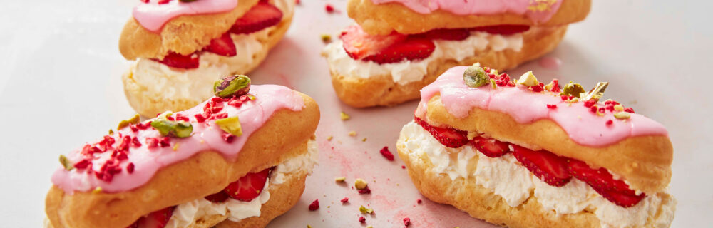 Strawberry and Champagne eclairs