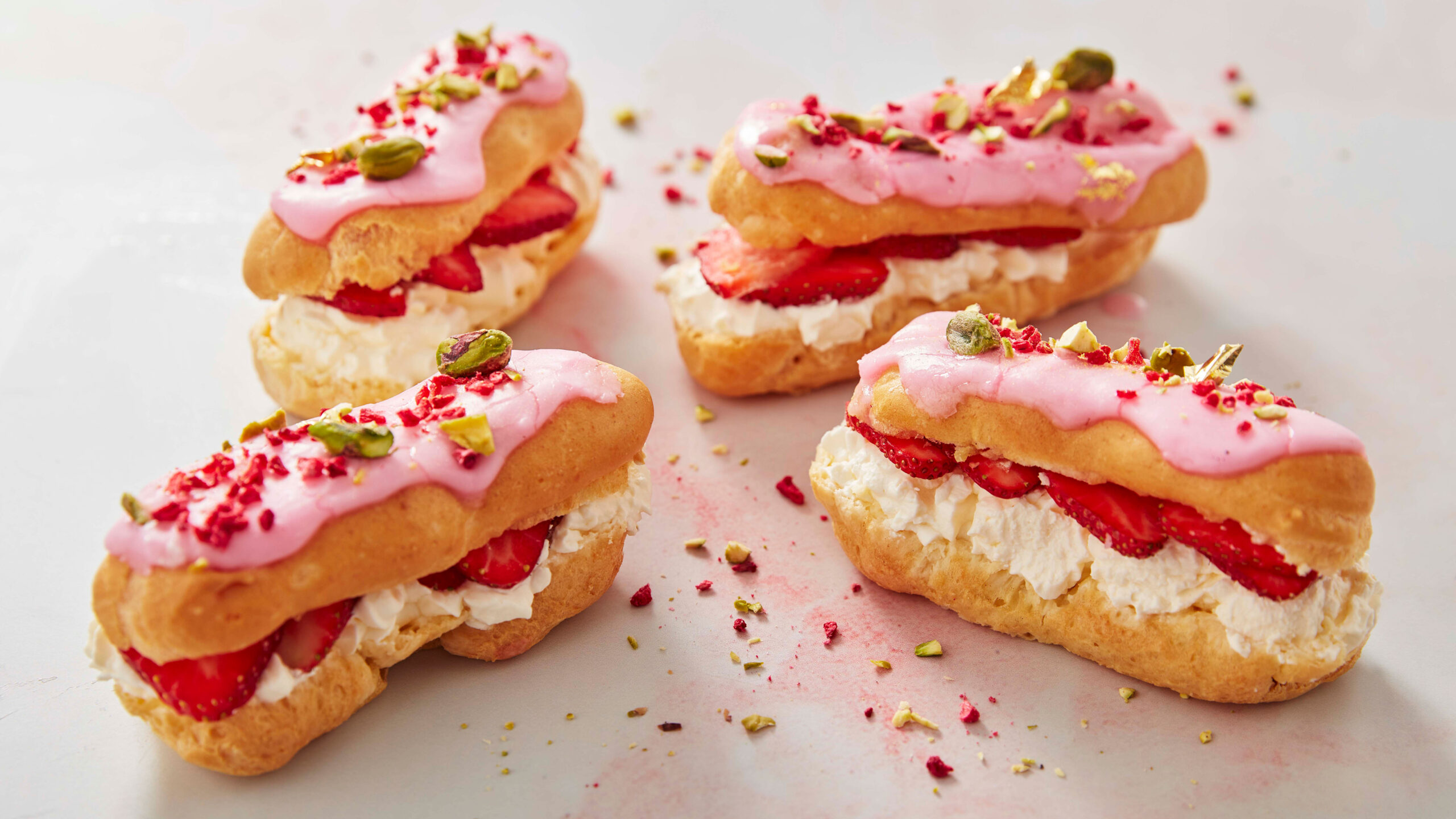 Strawberry and Champagne eclairs