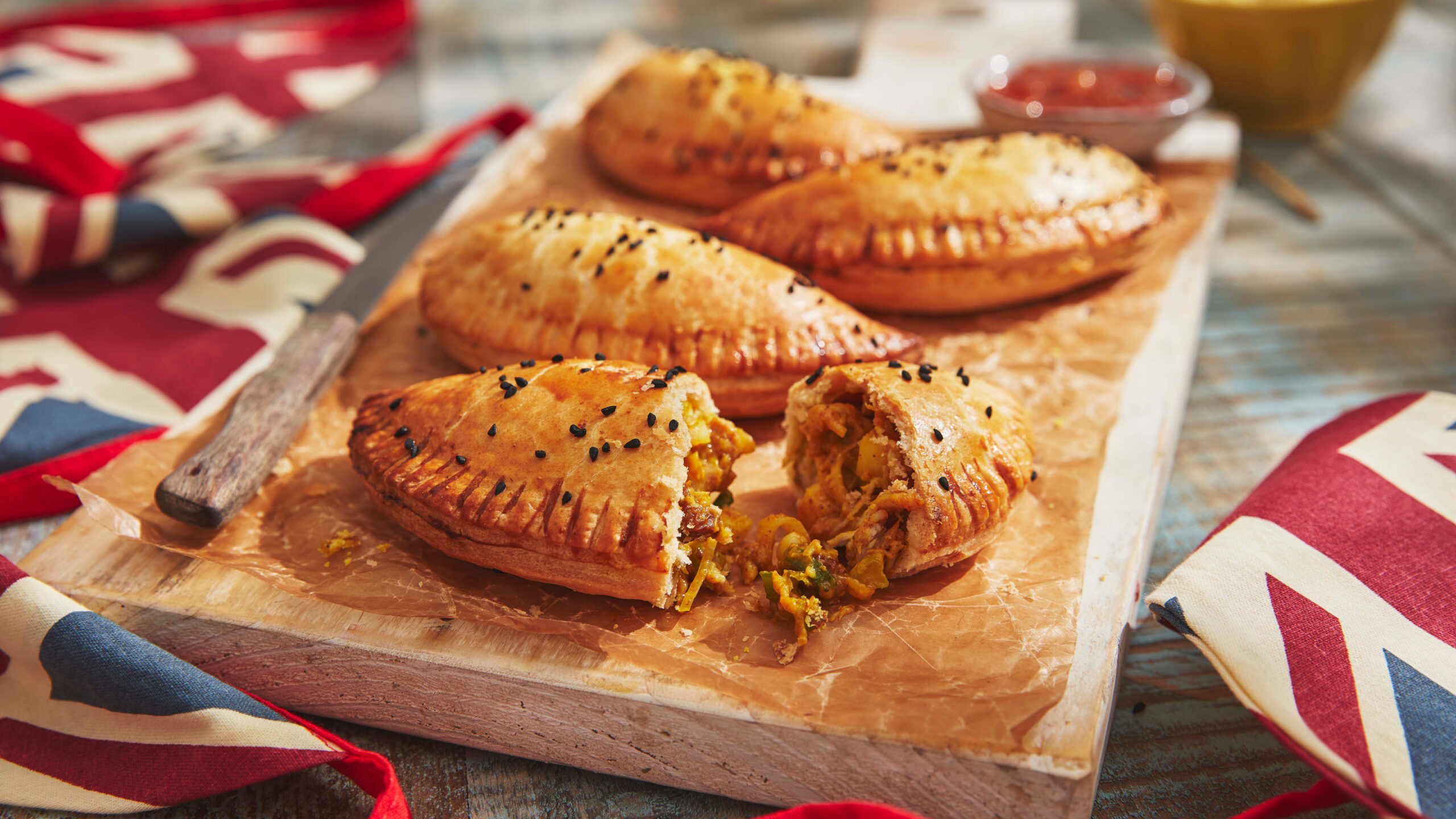 Coronation chicken pasties