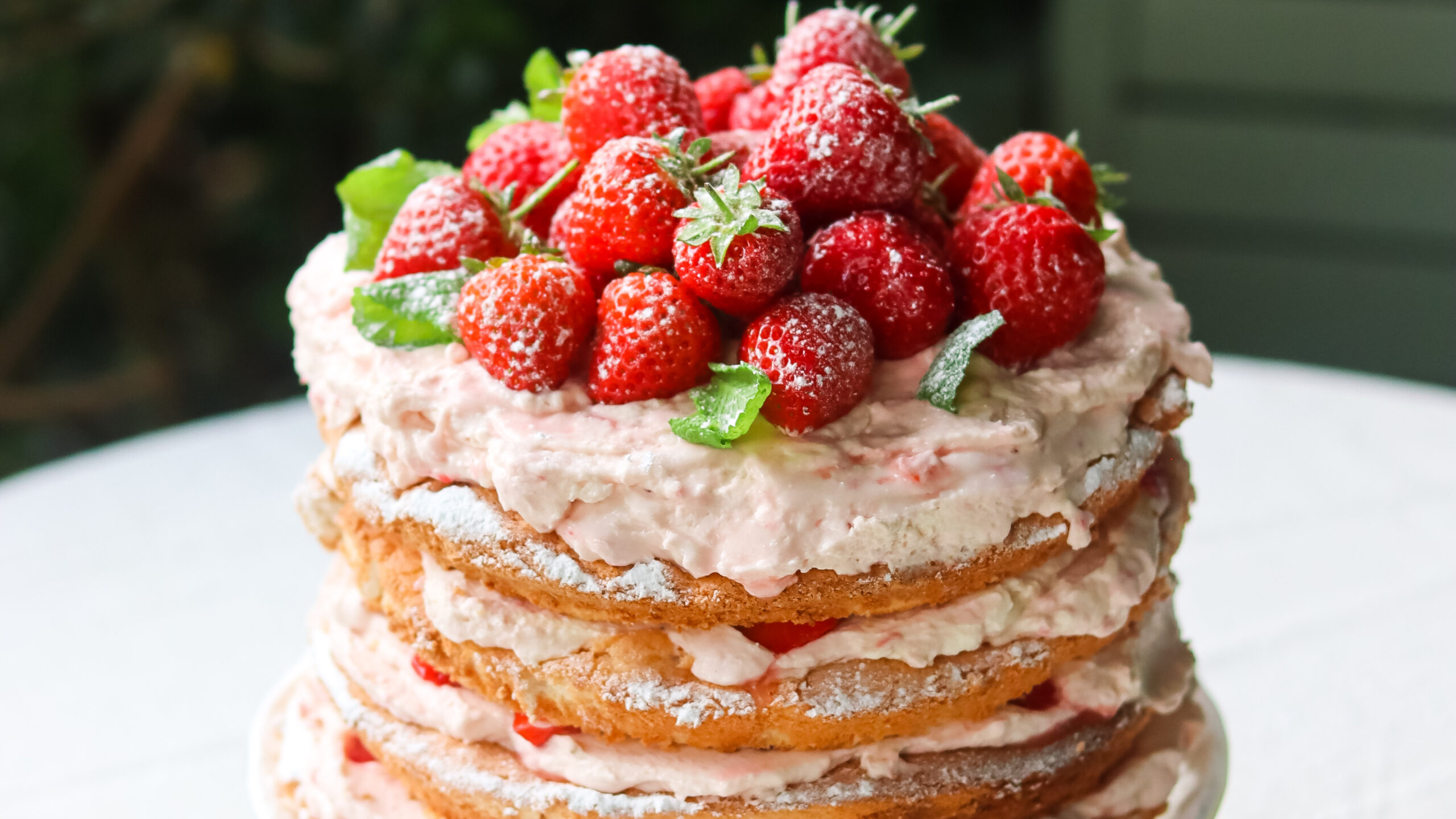 Strawberry angel food cake