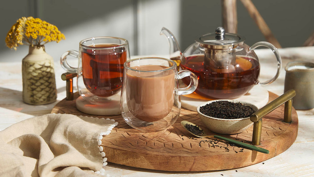 cups of tea and a teapot on the table