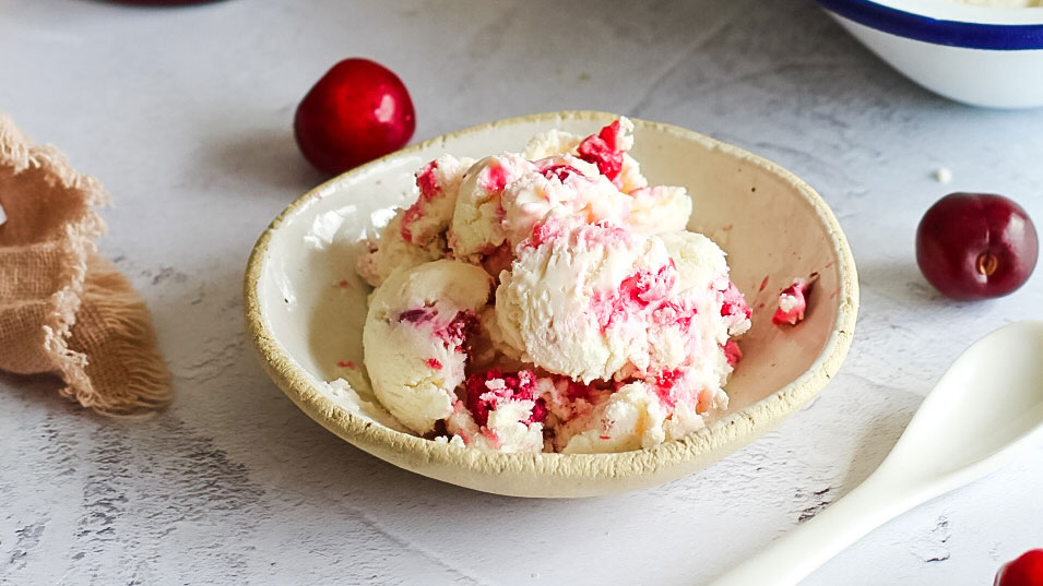 Bourbon, Cherry and Cream Cheese Ice Cream Recipe