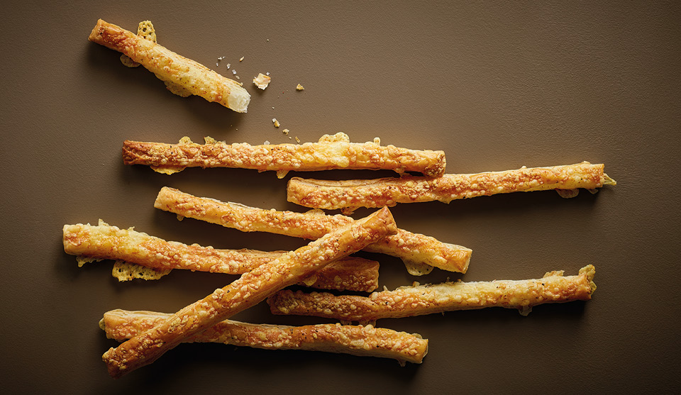 Lancashire Cheese Straws served in a stack