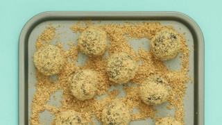 Dad's Super Powered Energy Balls served on a baking tray