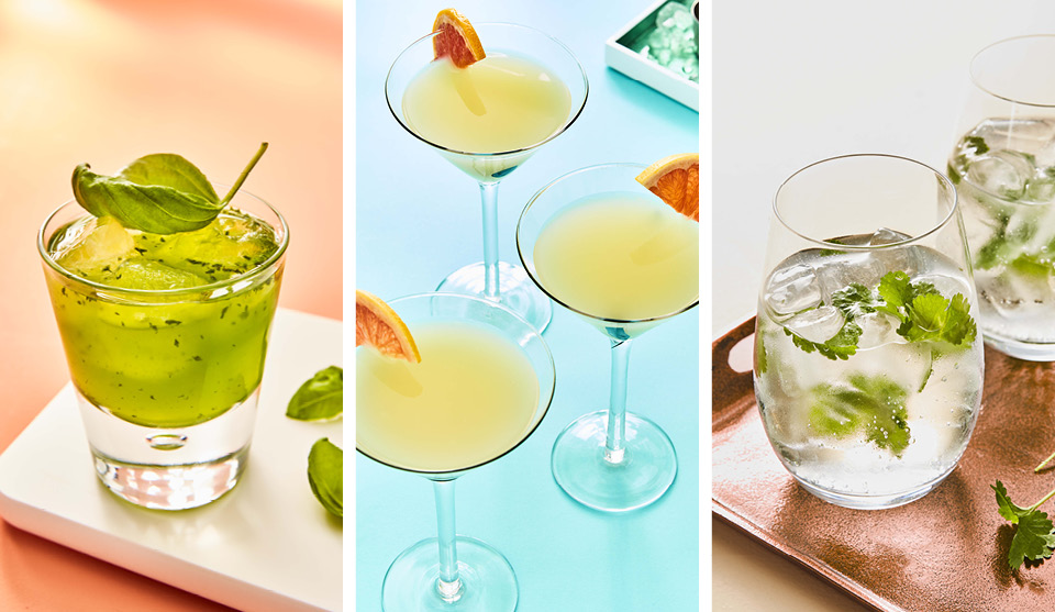 Summer Time Gins, served in a range of glasses and with a range of garnishes